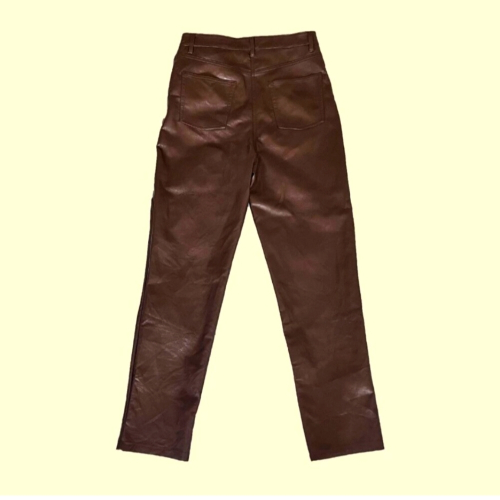 Aritzia Wilfred The Melina Brown Straight Vegan Leather Pants Size 0